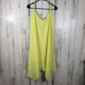 Heart soul beautiful yellow spaghetti strap sheer dress with liner women's small